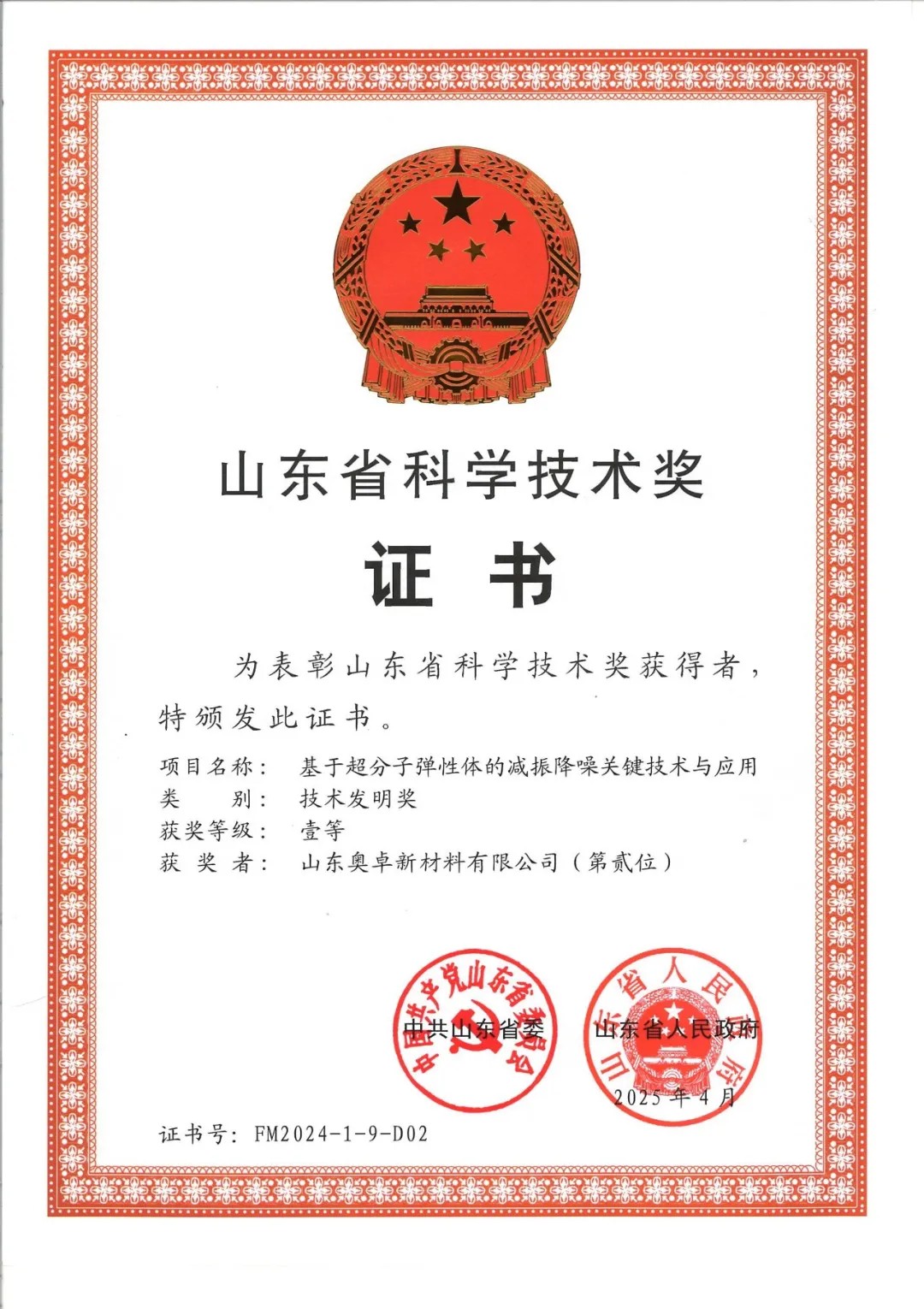 山东省科学技术奖一等奖